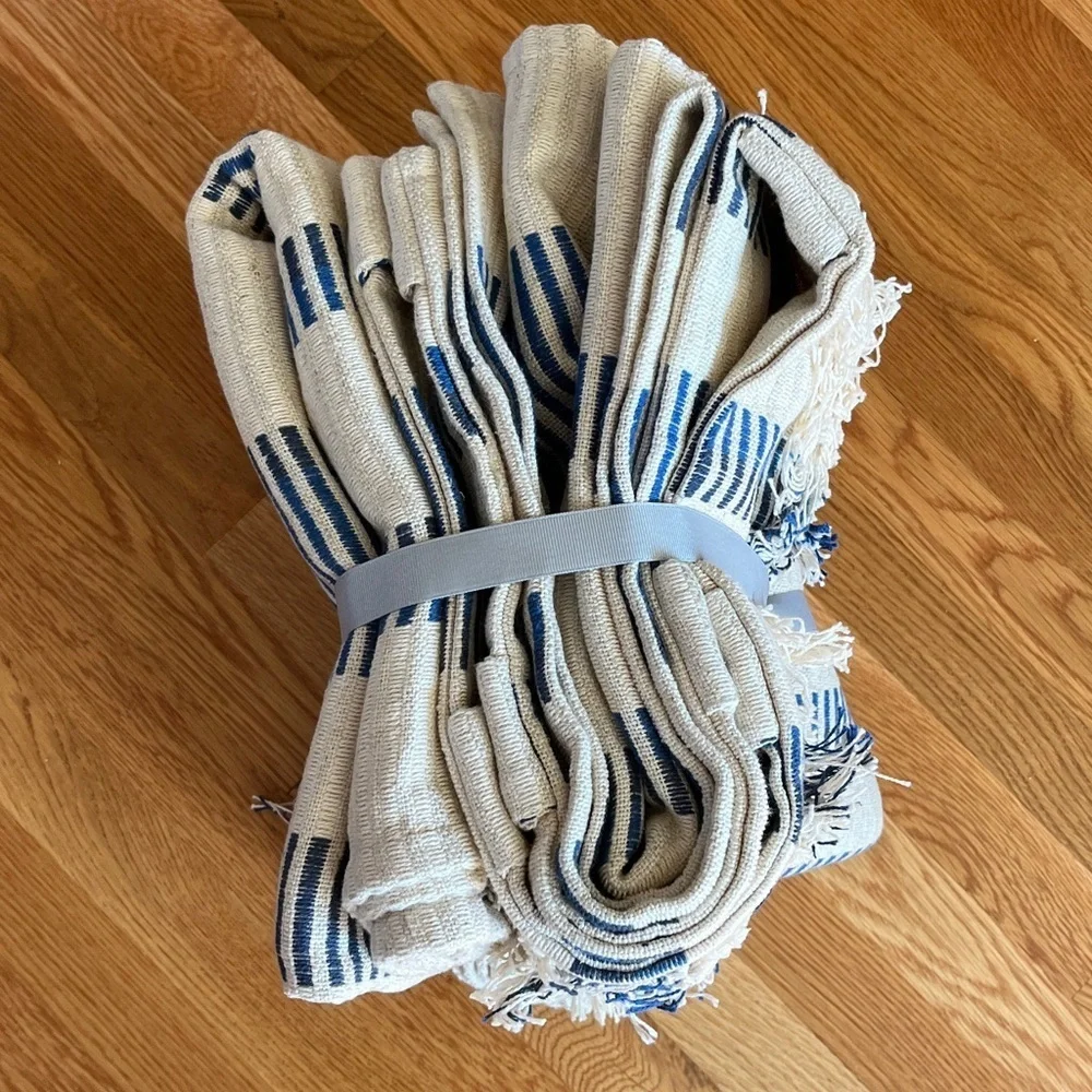 Anthropologie Pieced Stripe Cotton Blend Woven Set of Curtains, 50 x 63, NWT